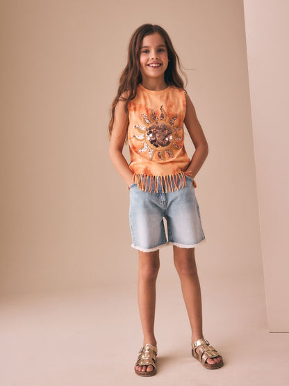 Dsiney Kidz - Orange Sun Fringe Sequin Vest (3-16yrs) image 2