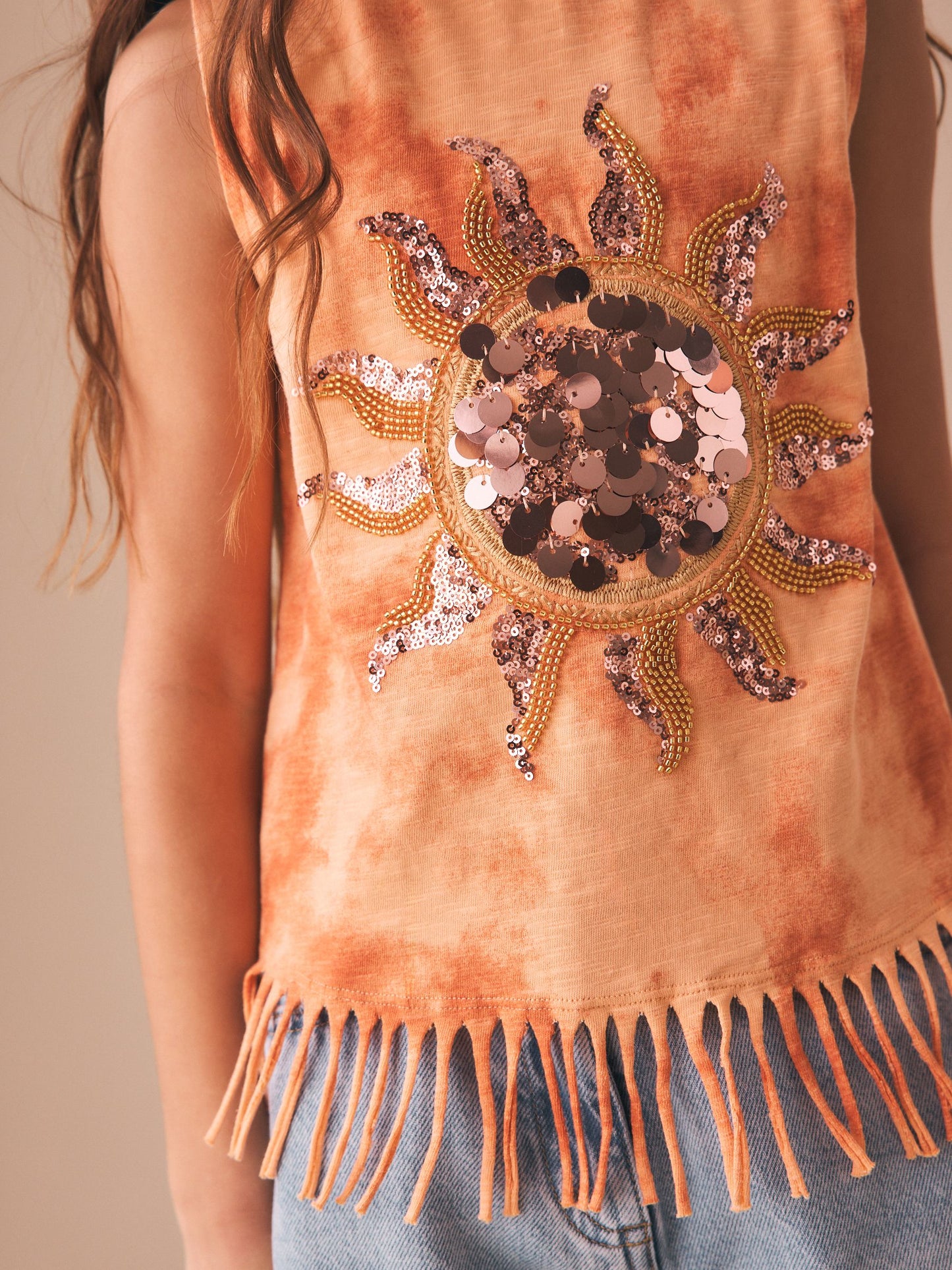 Dsiney Kidz - Orange Sun Fringe Sequin Vest (3-16yrs) image 4