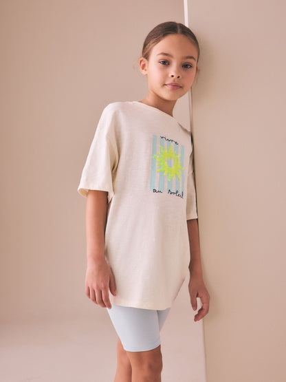 Dsiney Kidz - Ecru Sun Sequin Graphic T-Shirt (3-16yrs) image 1