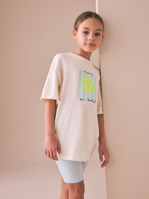 Dsiney Kidz - Ecru Sun Sequin Graphic T-Shirt (3-16yrs) image 1