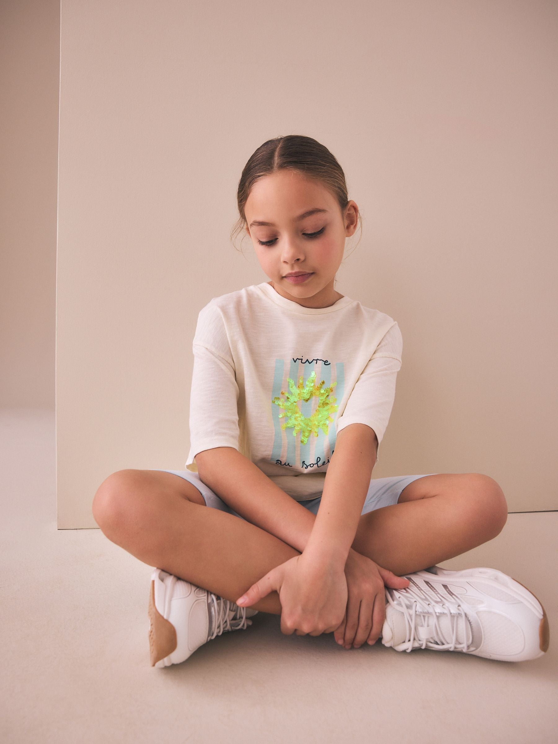 Dsiney Kidz - Ecru Sun Sequin Graphic T-Shirt (3-16yrs) image 2