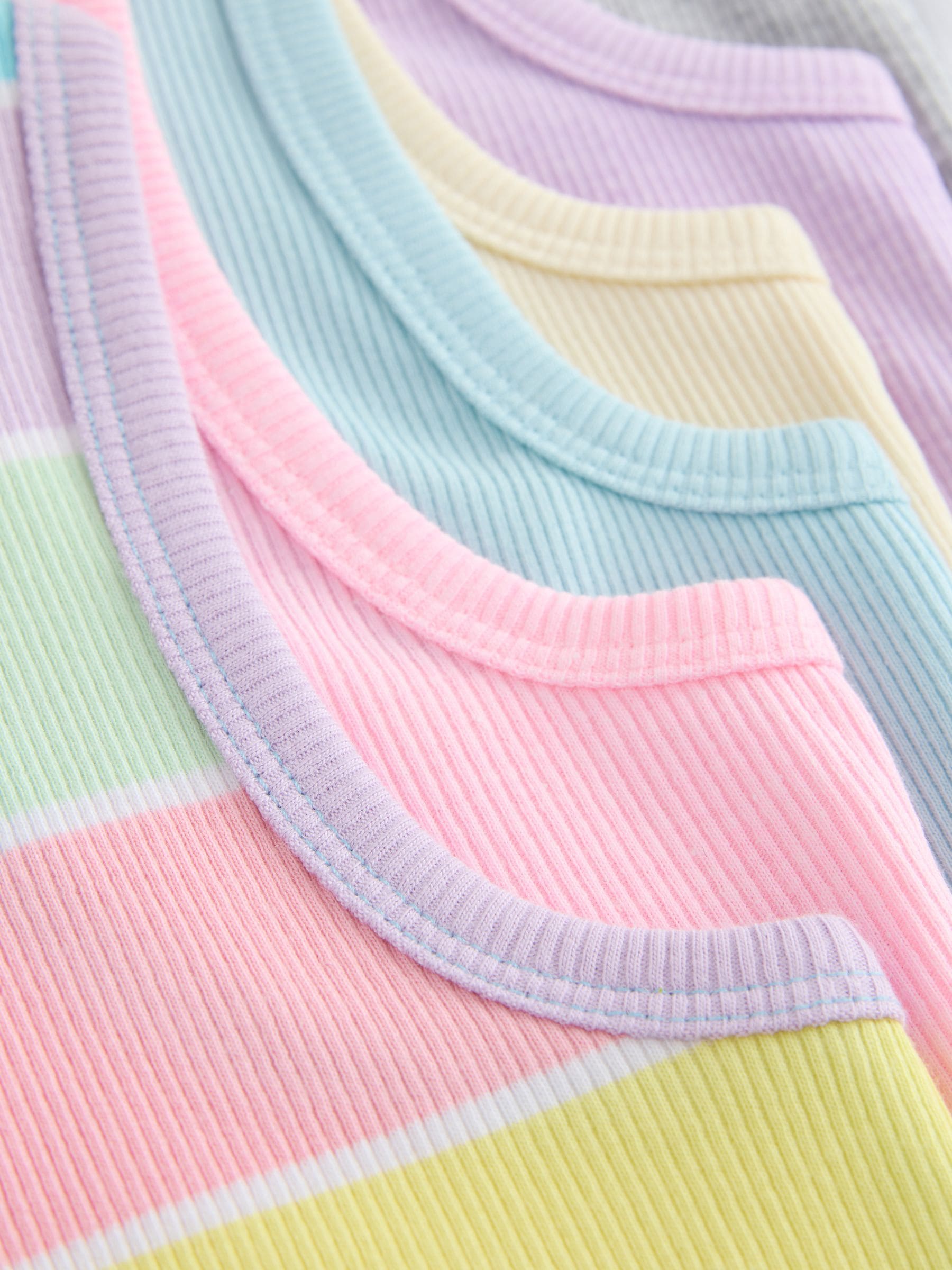 Dsiney Kidz - Multi Pastel Ribbed Vests 7 Pack (3-16yrs) image 11