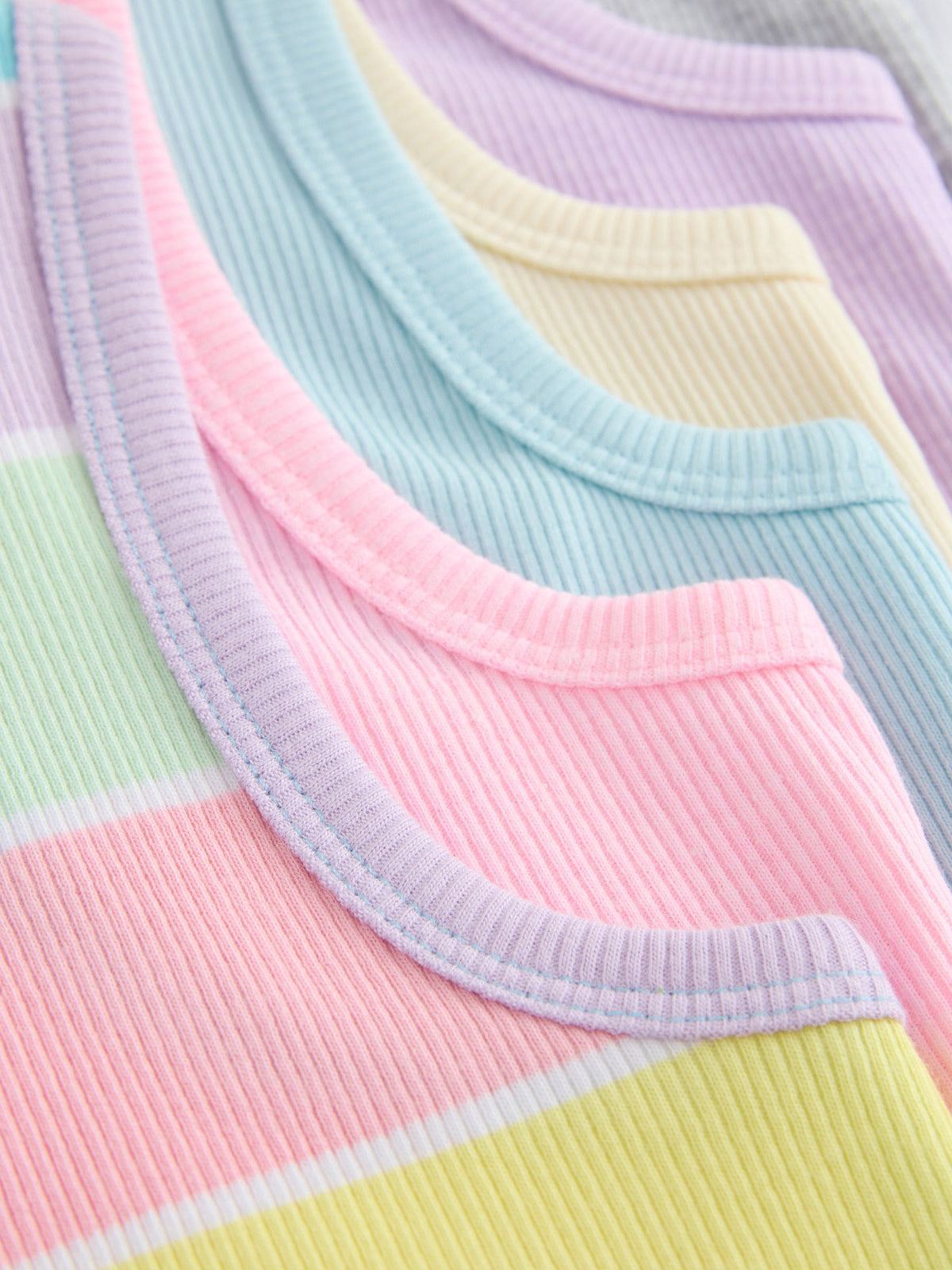 Dsiney Kidz - Multi Pastel Ribbed Vests 7 Pack (3-16yrs) image 11