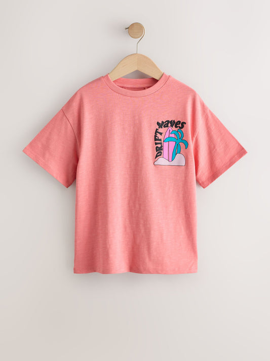 Dsiney Kidz - Brown/Pink Waves Oversized Graphic T-Shirts 3 Pack (3-16yrs) image 2