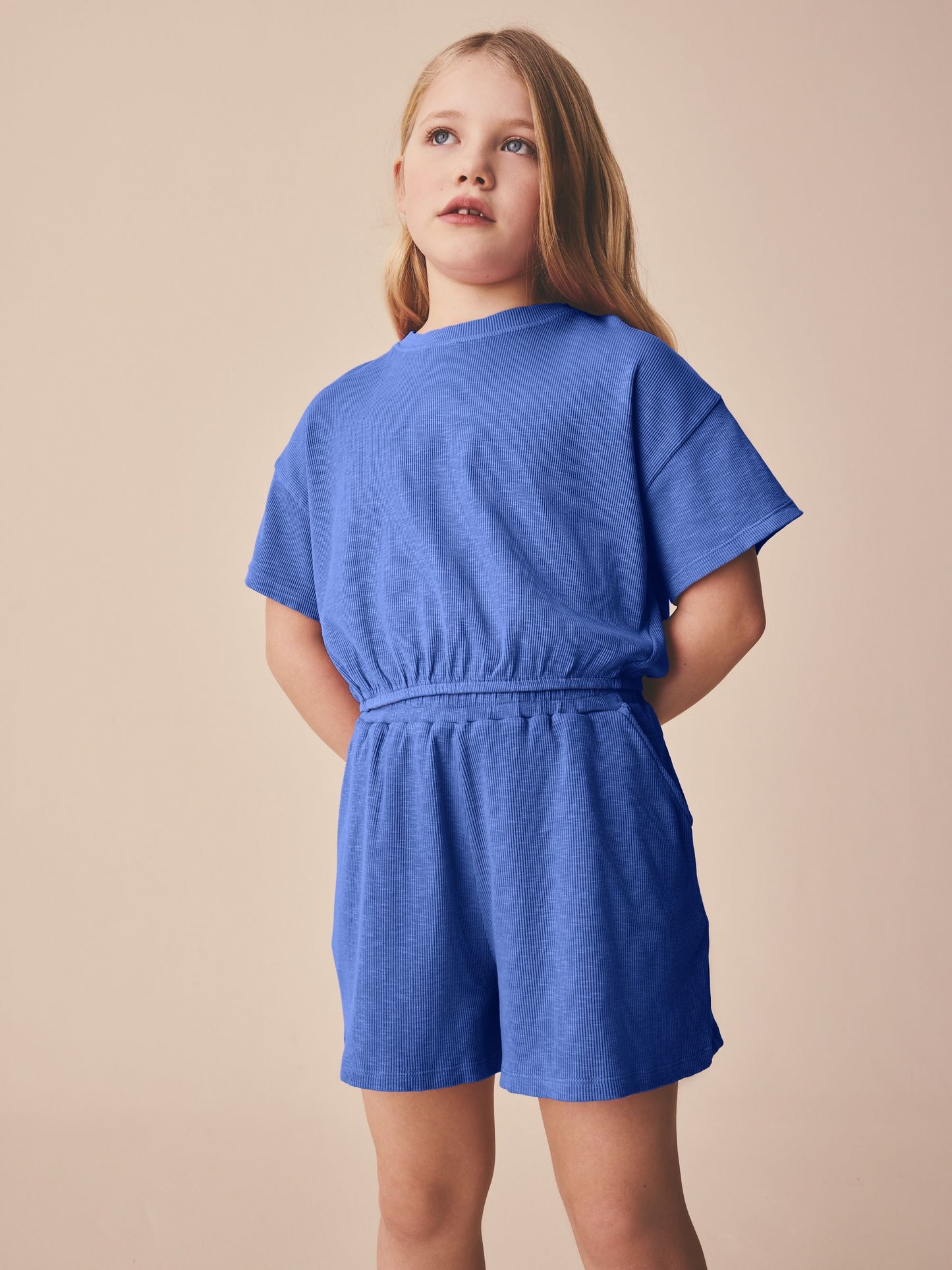 Dsiney Kidz - Blue Washed Ribbed Shorts Set (3-16yrs) image 1