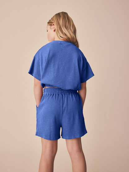 Dsiney Kidz - Blue Washed Ribbed Shorts Set (3-16yrs) image 2