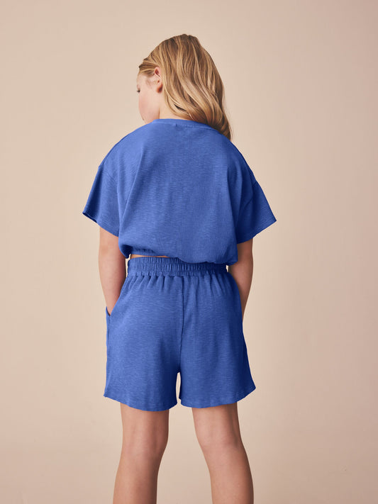 Dsiney Kidz - Blue Washed Ribbed Shorts Set (3-16yrs) image 2