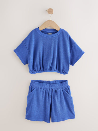 Dsiney Kidz - Blue Washed Ribbed Shorts Set (3-16yrs) image 4