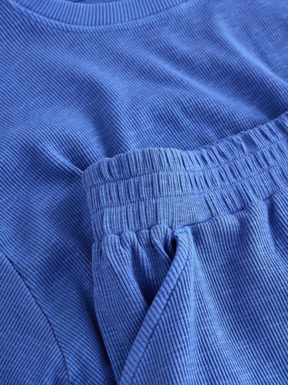 Dsiney Kidz - Blue Washed Ribbed Shorts Set (3-16yrs) image 7