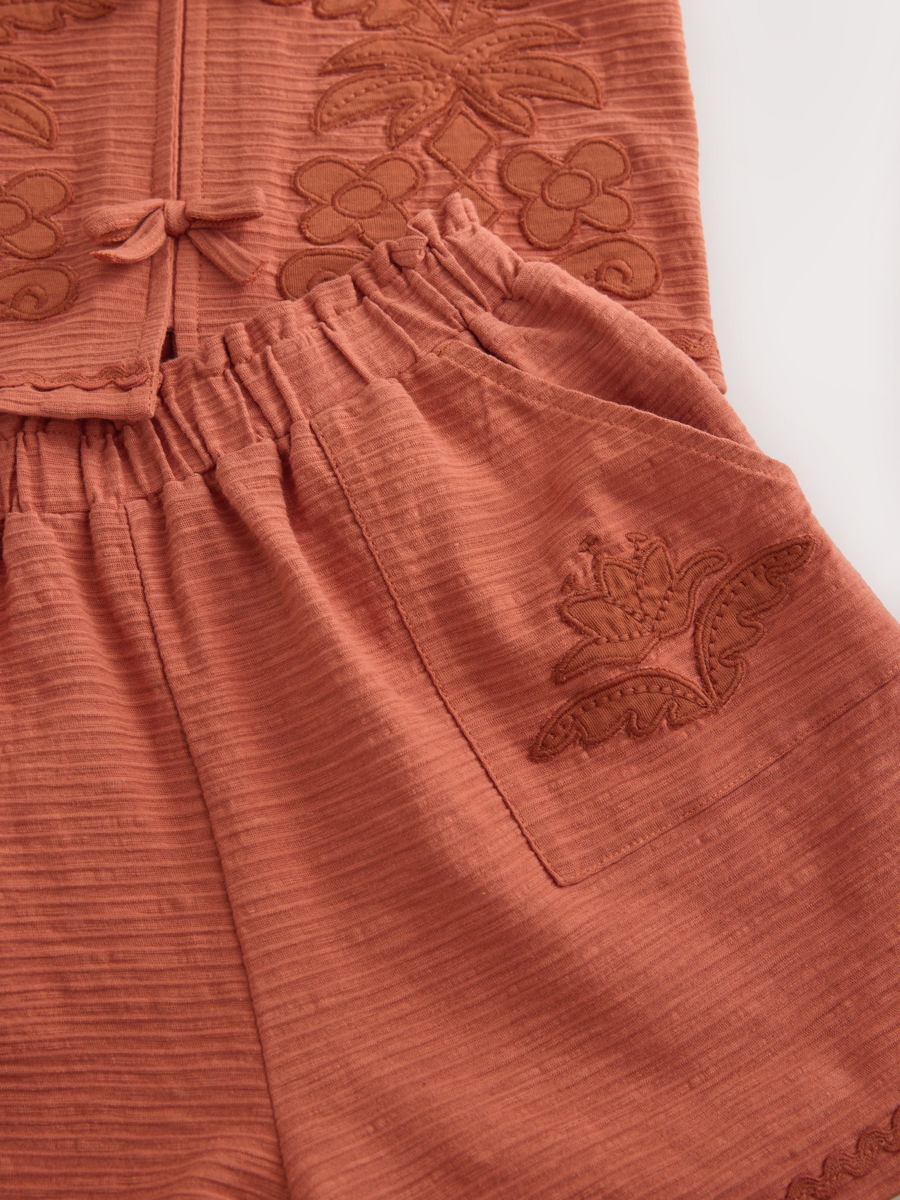 Dsiney Kidz - Rust Brown Textured Appliqué Waistcost Shorts Set (3-16yrs) image 10