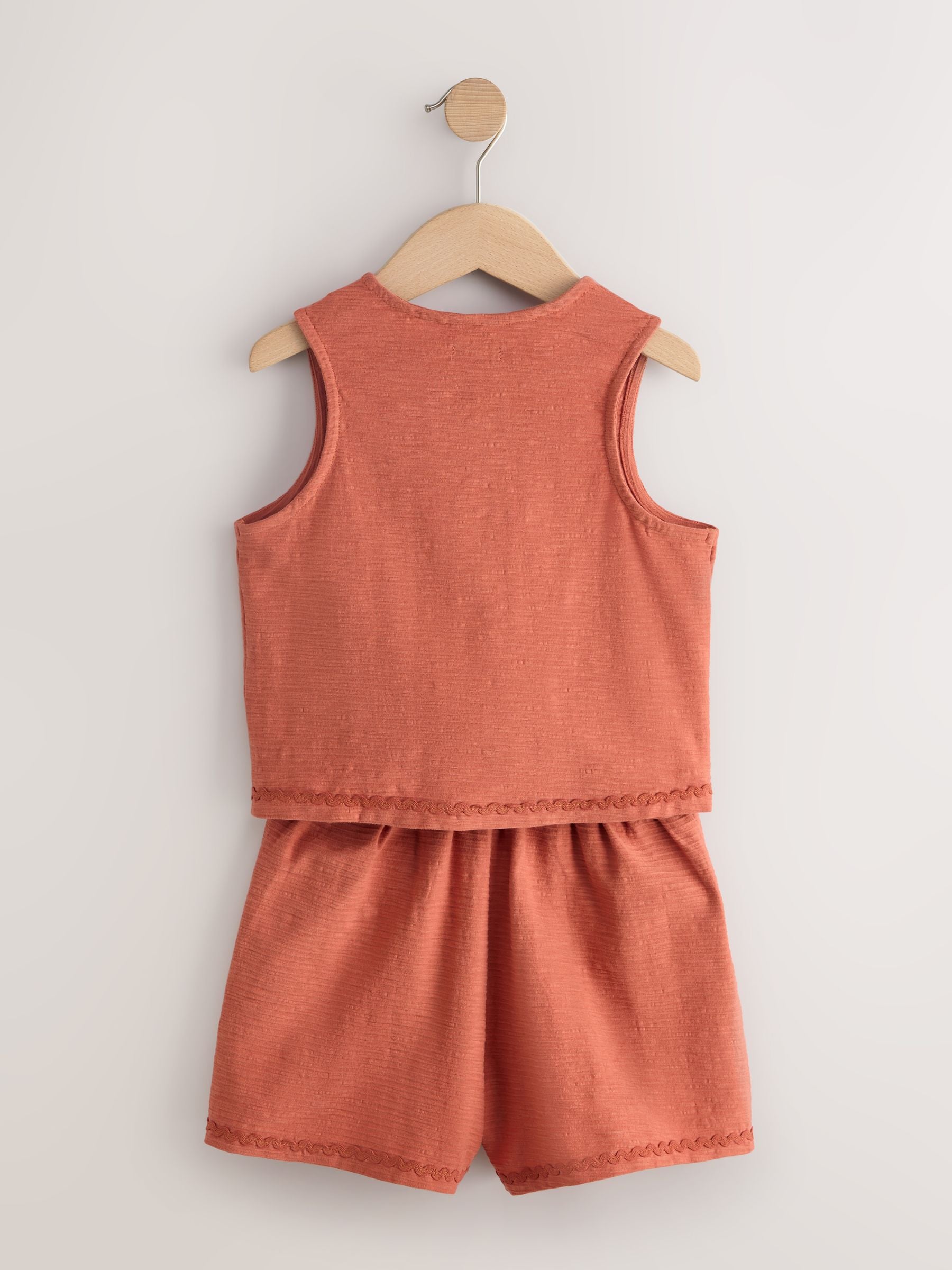 Dsiney Kidz - Rust Brown Textured Appliqué Waistcost Shorts Set (3-16yrs) image 7
