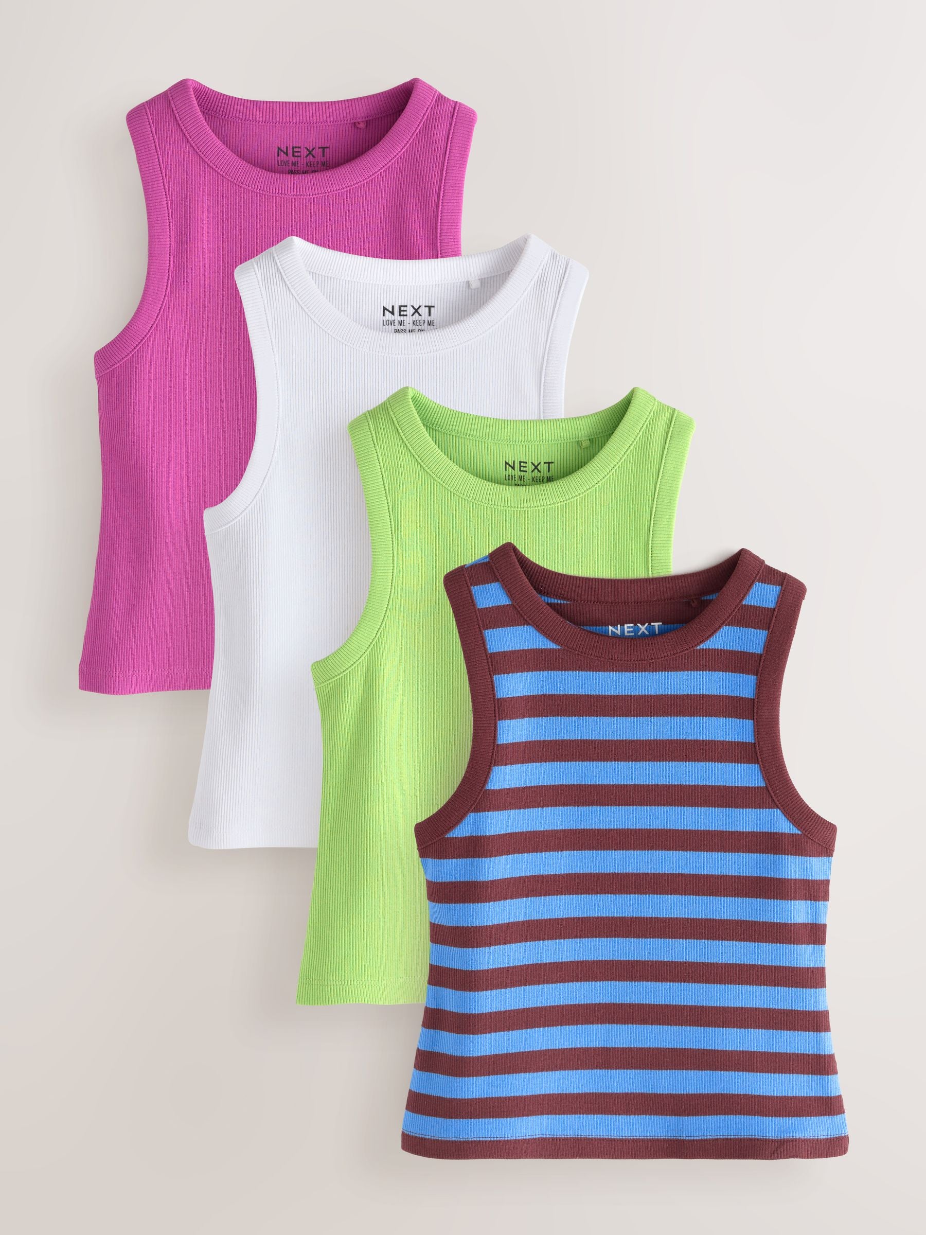 Dsiney Kidz - Multi Bright Ribbed Vest 4 Pack (3-16yrs) image 1