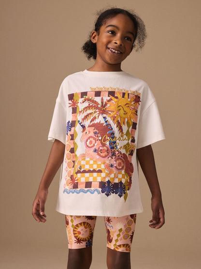 Dsiney Kidz - White Unicorn Sequin T-Shirt and Cycling Shorts Set (3-16yrs) image 1