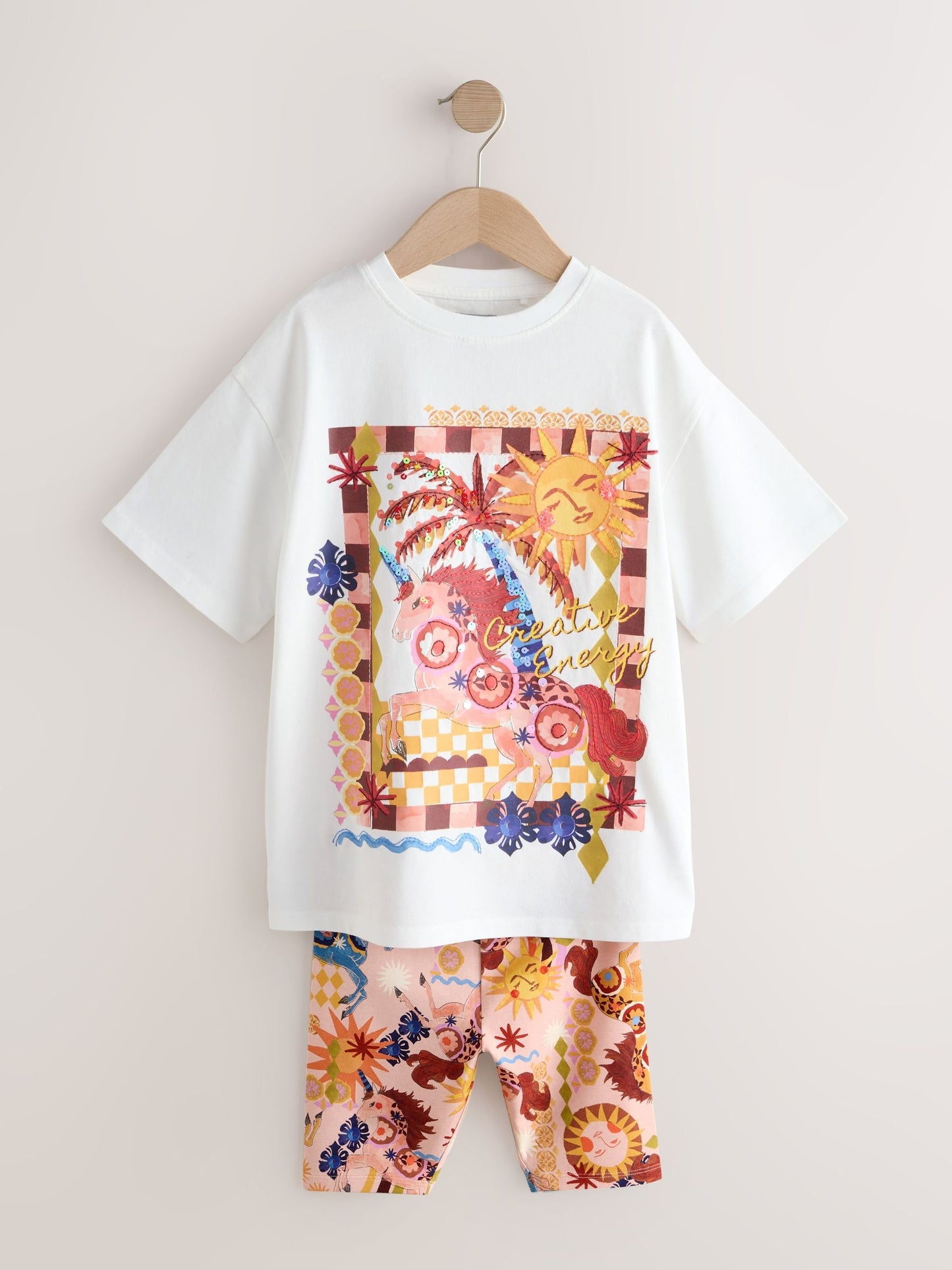 Dsiney Kidz - White Unicorn Sequin T-Shirt and Cycling Shorts Set (3-16yrs) image 5