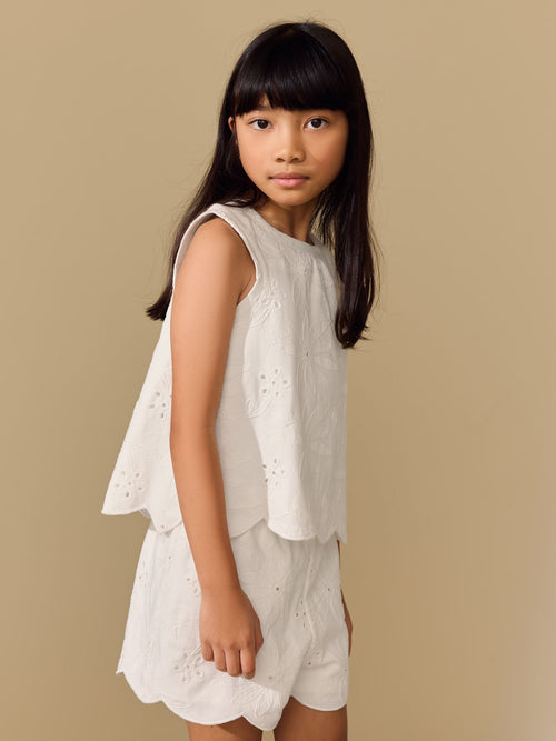 Dsiney Kidz - Ecru Broderie Vest and Shorts Set (3-16yrs) image 1