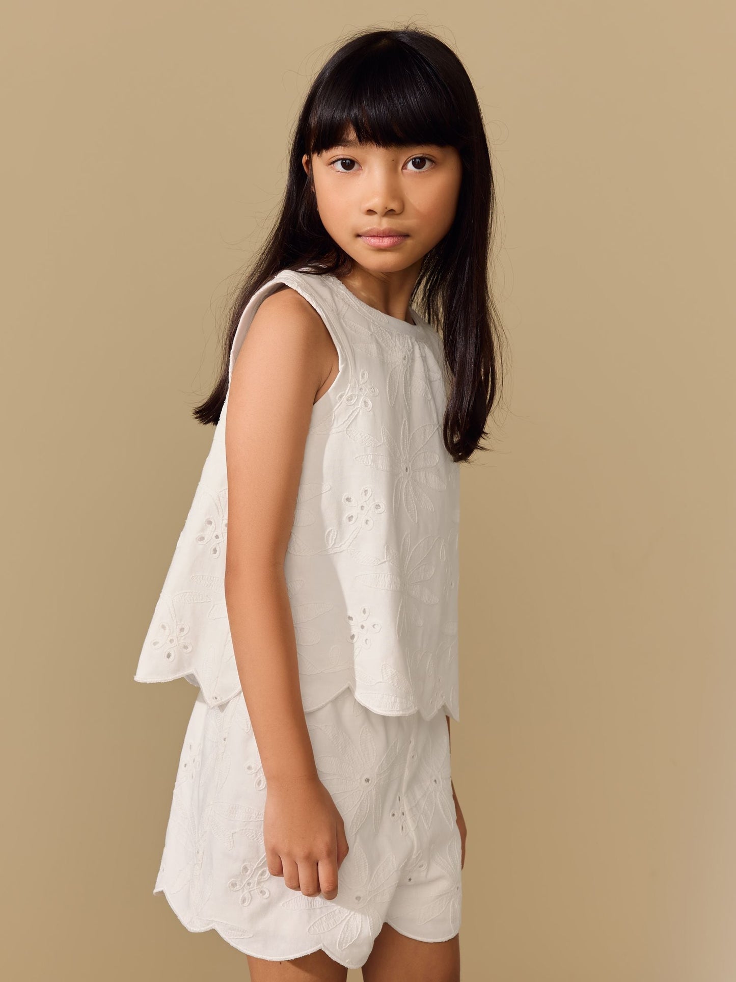 Dsiney Kidz - Ecru Broderie Vest and Shorts Set (3-16yrs) image 1