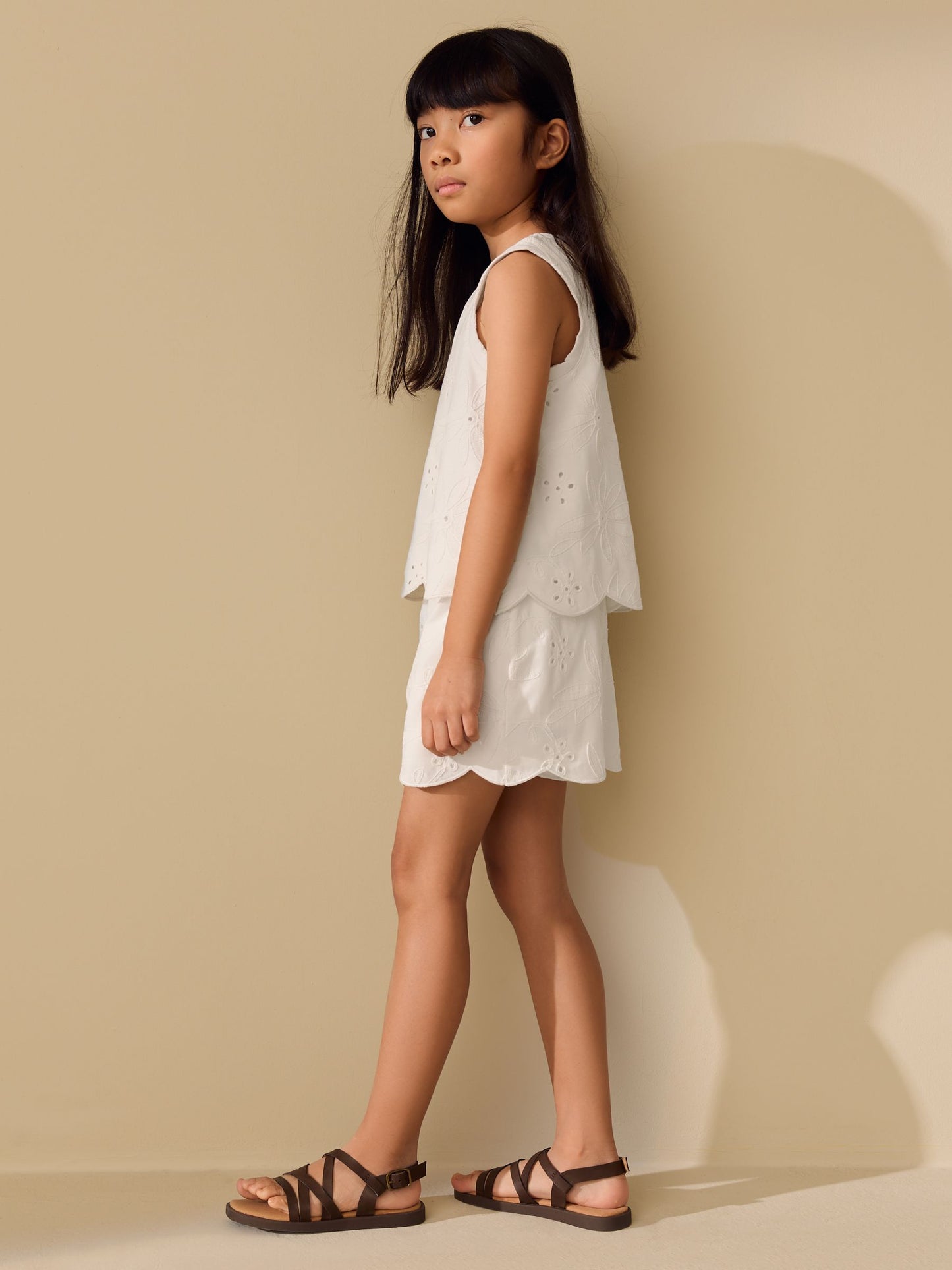 Dsiney Kidz - Ecru Broderie Vest and Shorts Set (3-16yrs) image 2