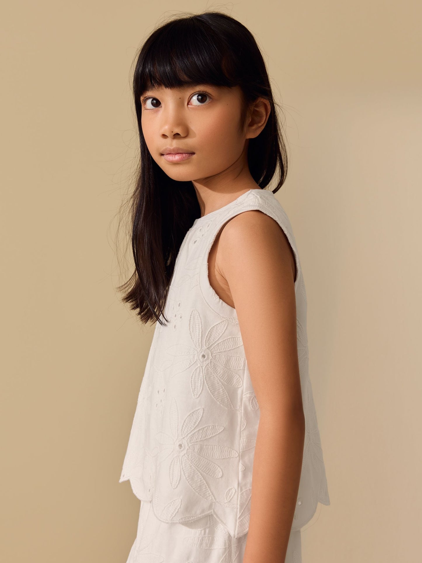 Dsiney Kidz - Ecru Broderie Vest and Shorts Set (3-16yrs) image 5
