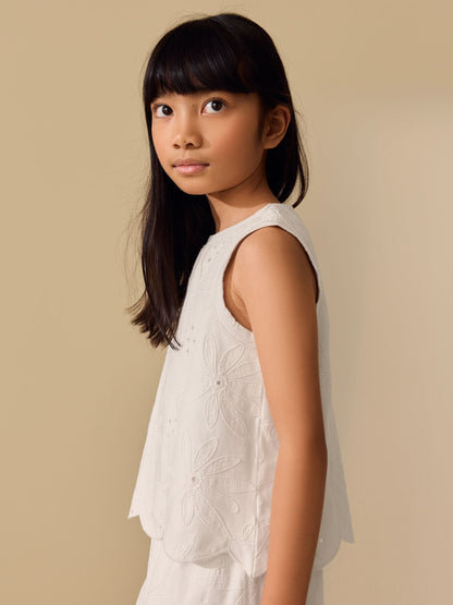 Dsiney Kidz - Ecru Broderie Vest and Shorts Set (3-16yrs) image 5