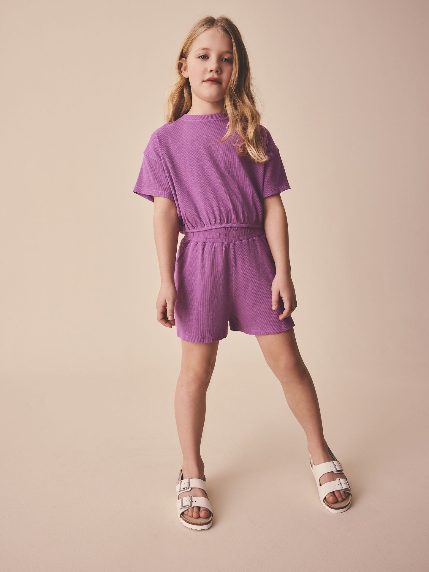 Dsiney Kidz - Purple Washed Ribbed Shorts Set (3-16yrs) image 1