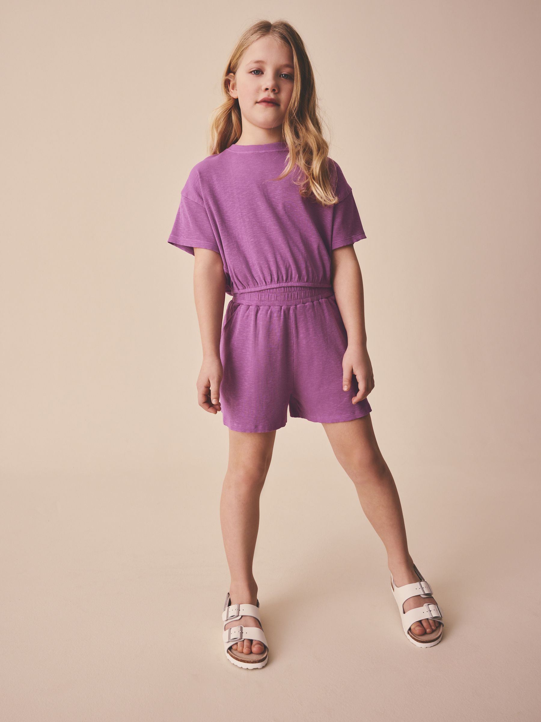 Dsiney Kidz - Purple Washed Ribbed Shorts Set (3-16yrs) image 1