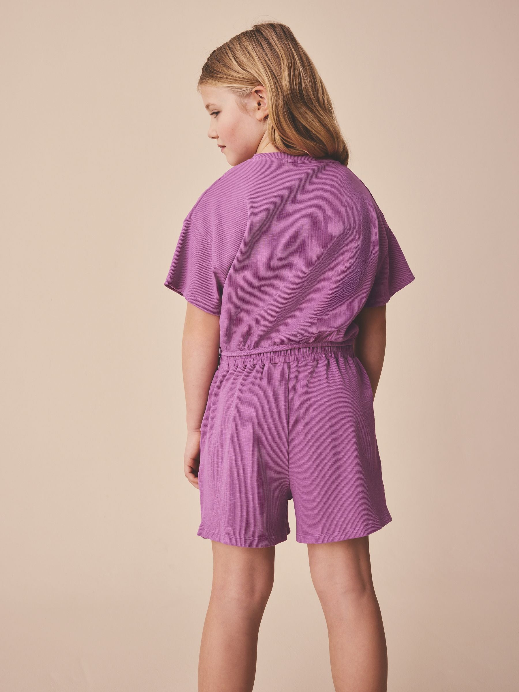 Dsiney Kidz - Purple Washed Ribbed Shorts Set (3-16yrs) image 3