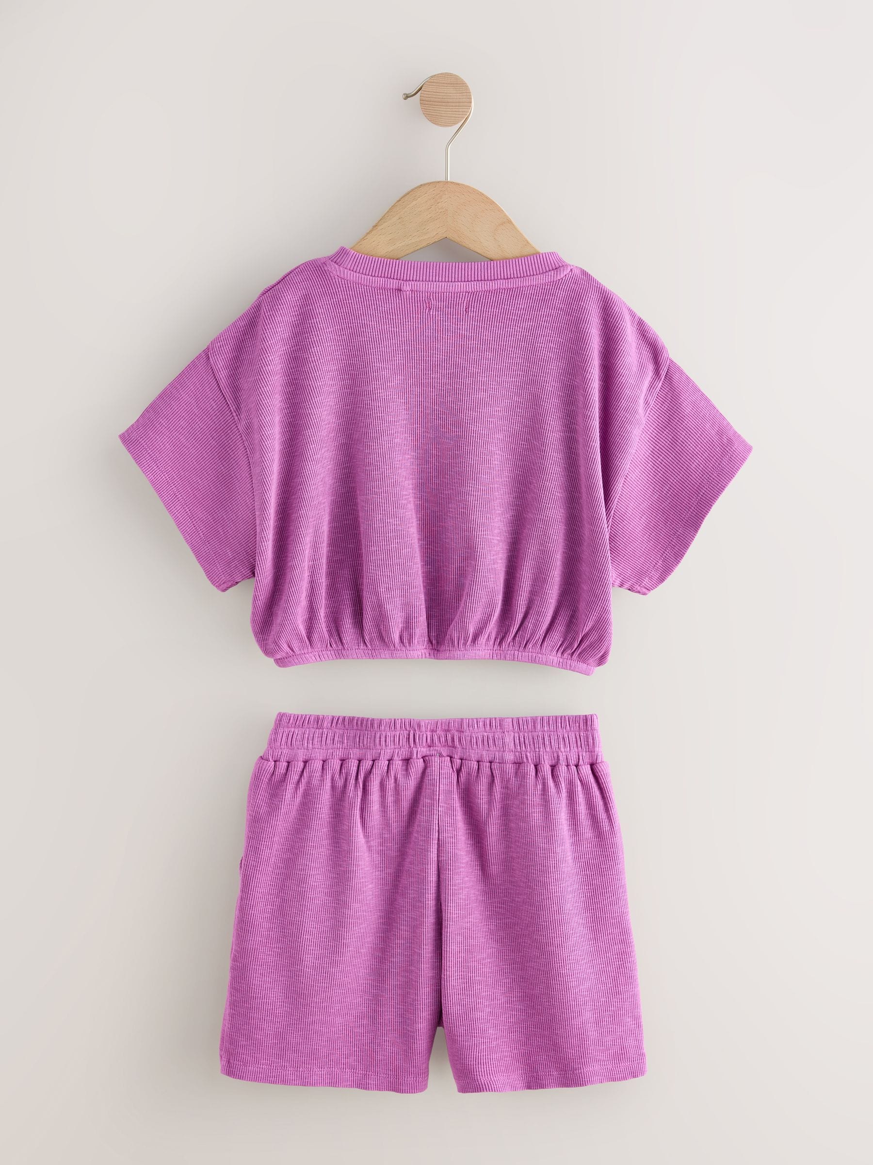 Dsiney Kidz - Purple Washed Ribbed Shorts Set (3-16yrs) image 6