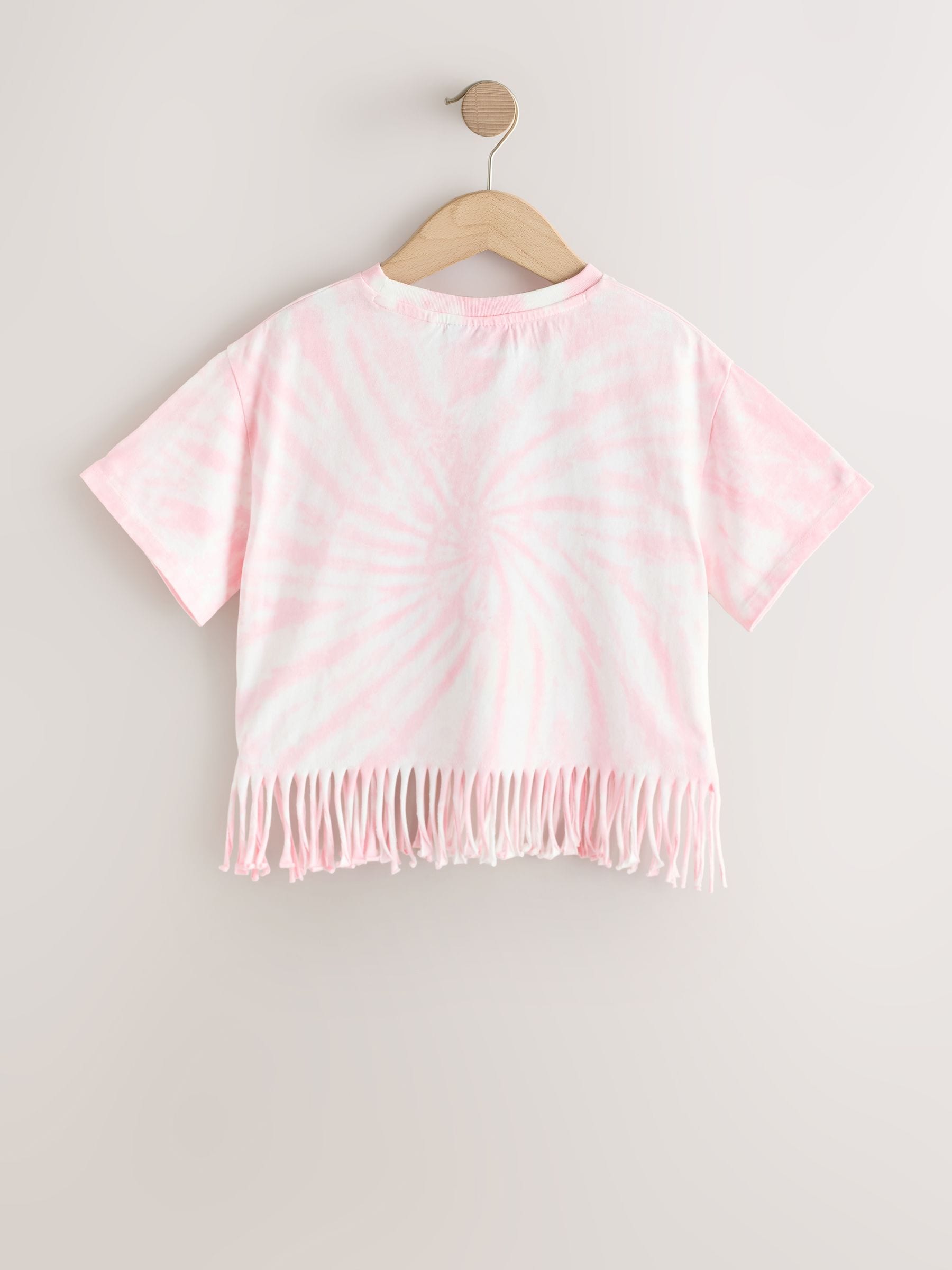 Dsiney Kidz - Pink Tie Dye Rolling Stones Fringe Band T-Shirt (3-16yrs) image 2