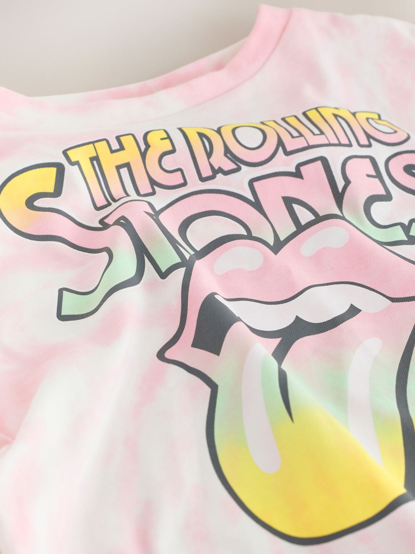 Dsiney Kidz - Pink Tie Dye Rolling Stones Fringe Band T-Shirt (3-16yrs) image 4