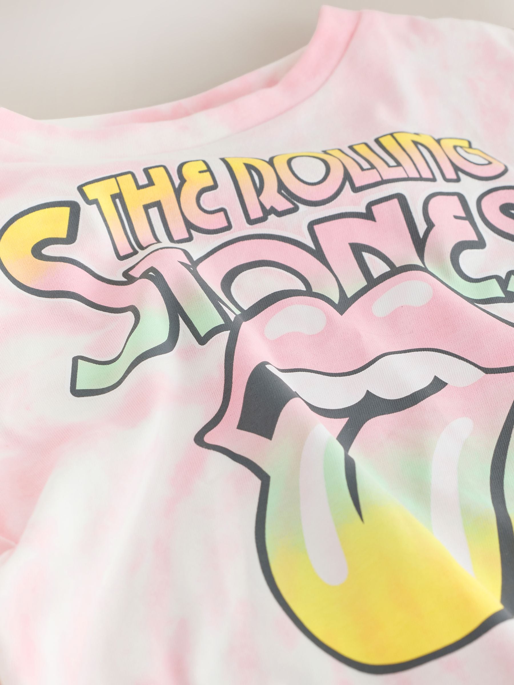 Dsiney Kidz - Pink Tie Dye Rolling Stones Fringe Band T-Shirt (3-16yrs) image 4