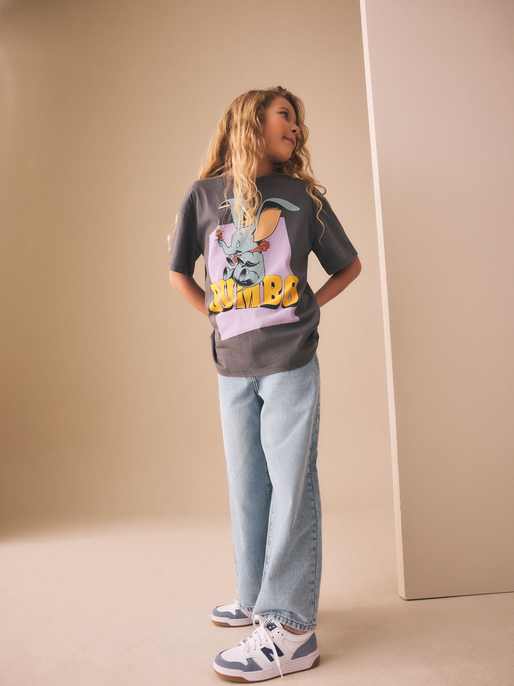 Dsiney Kidz - Grey Disney Dumbo Oversized Graphic T-Shirt (3-16yrs) image 2