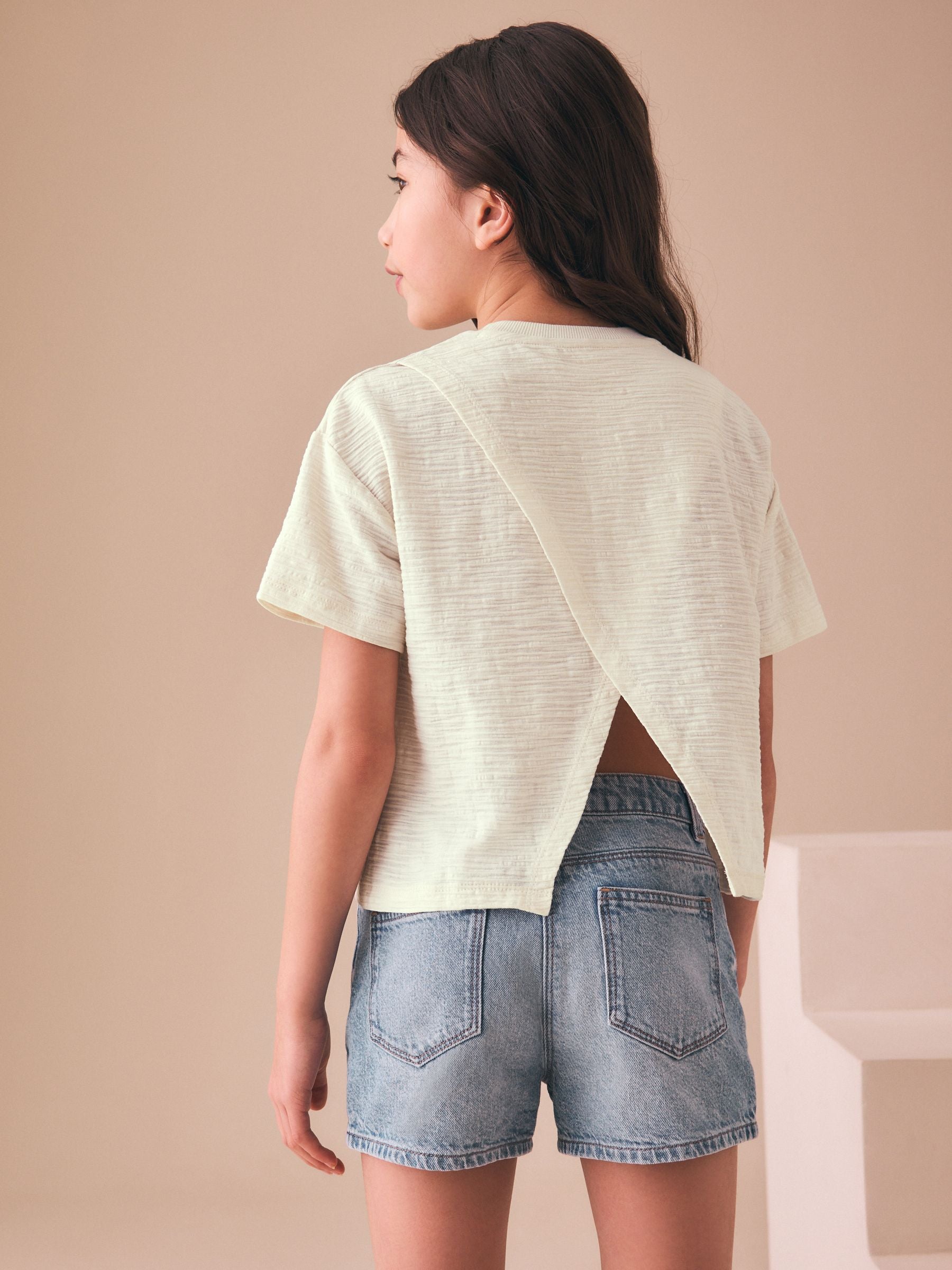 Dsiney Kidz - Ecru Tropics Embroidered Textured T-Shirt (3-16yrs) image 3