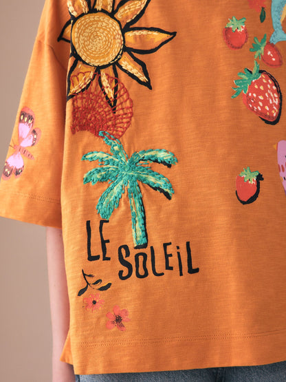 Dsiney Kidz - Orange Soleil Embroidered Oversized Boxy T-Shirt (3-16yrs) image 4