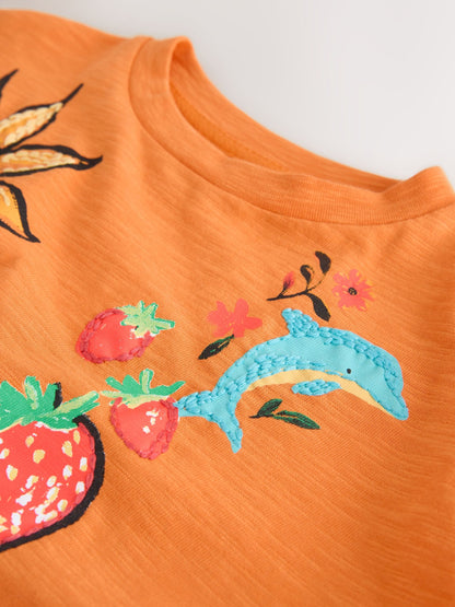 Dsiney Kidz - Orange Soleil Embroidered Oversized Boxy T-Shirt (3-16yrs) image 7
