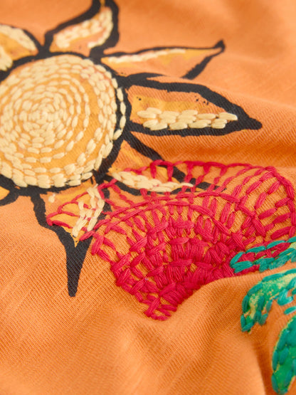 Dsiney Kidz - Orange Soleil Embroidered Oversized Boxy T-Shirt (3-16yrs) image 8