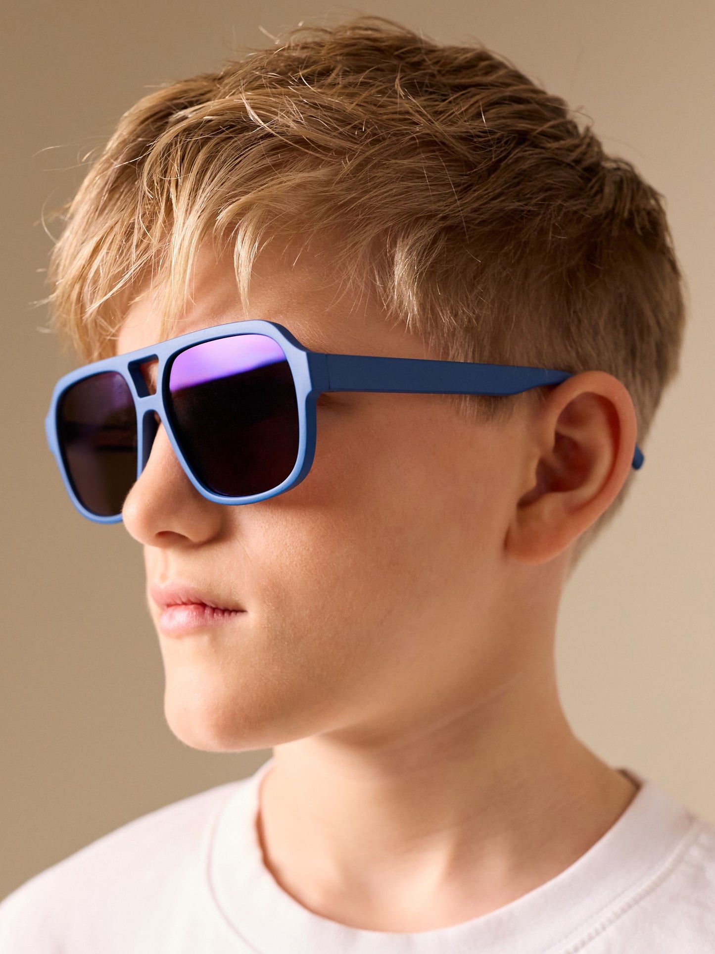 Matt Blue Aviator Sunglasses image 1