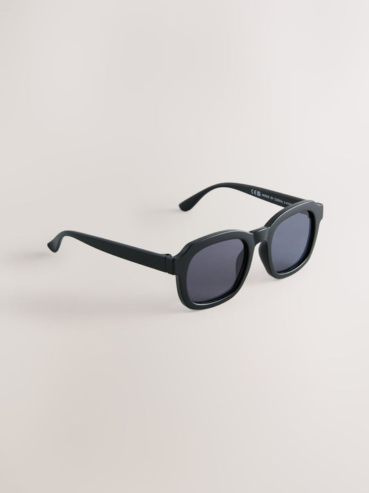 Matt Black Oval Sunglasses image 1
