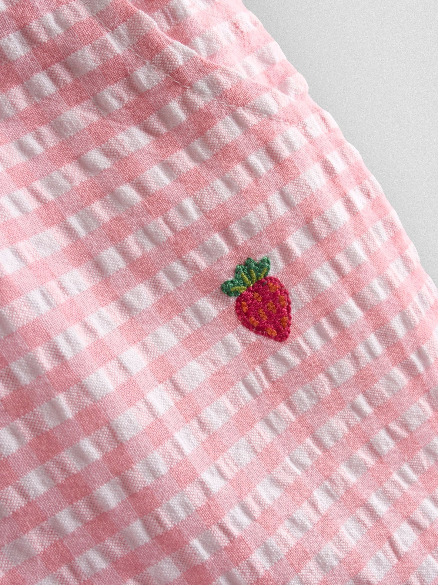 JoJo Maman Bébé Pink Strawberry Scallop Hem Embroidered Shorts image 3