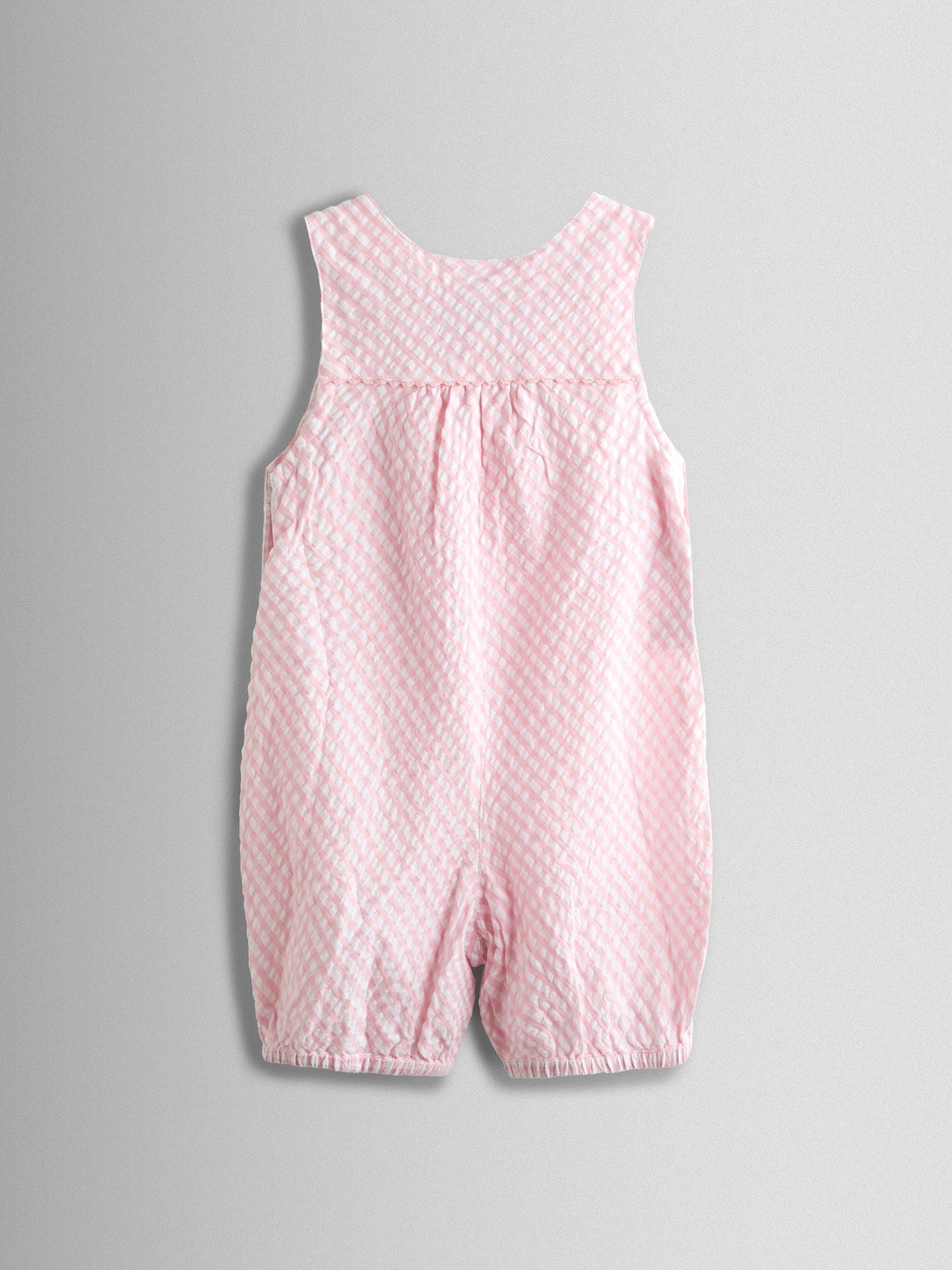 JoJo Maman Bébé Pink Bunny Embroidered Gingham Dungaree image 4