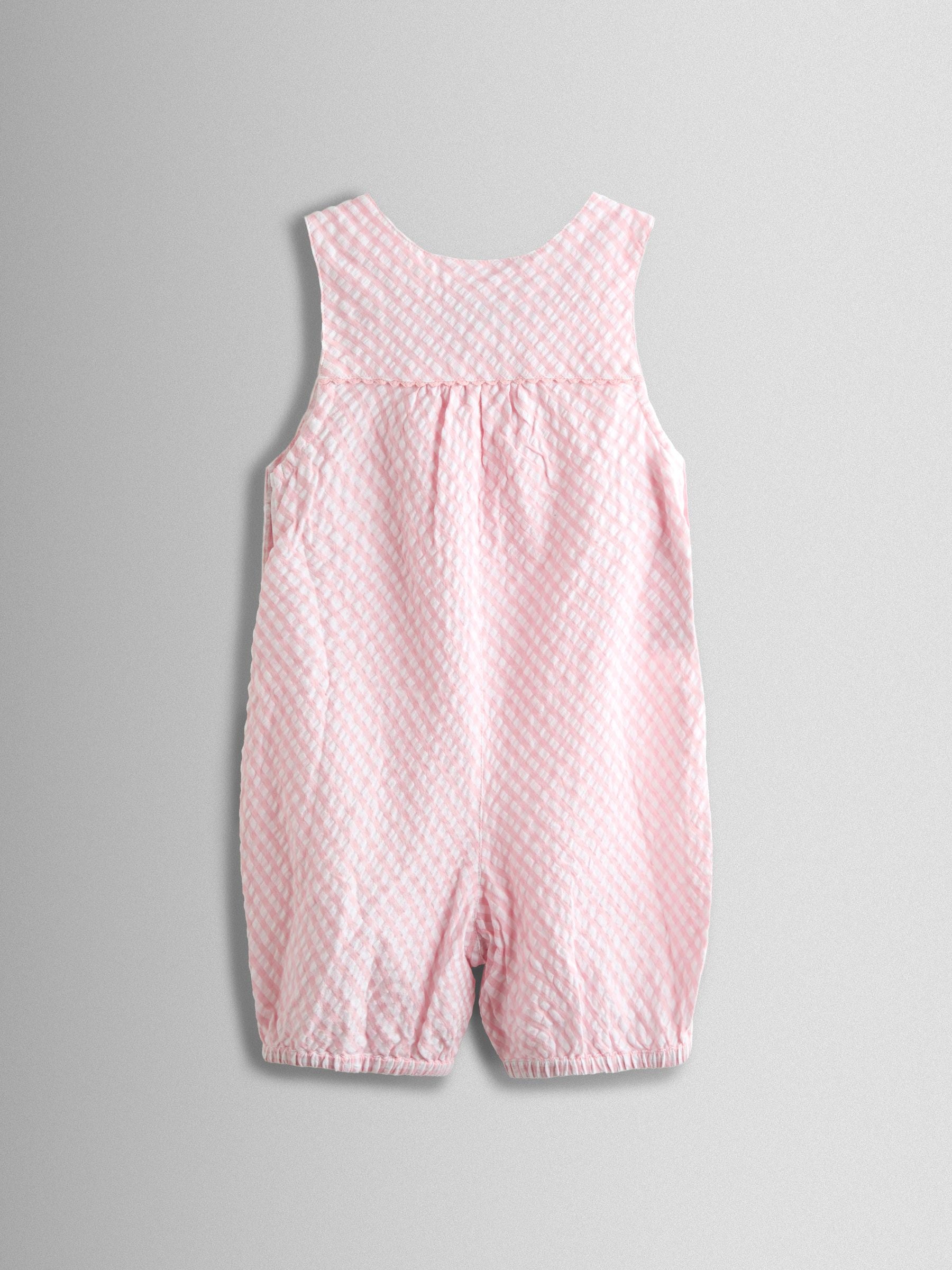 JoJo Maman Bébé Pink Bunny Embroidered Gingham Dungaree image 4