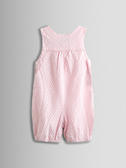 JoJo Maman Bébé Pink Bunny Embroidered Gingham Dungaree image 4