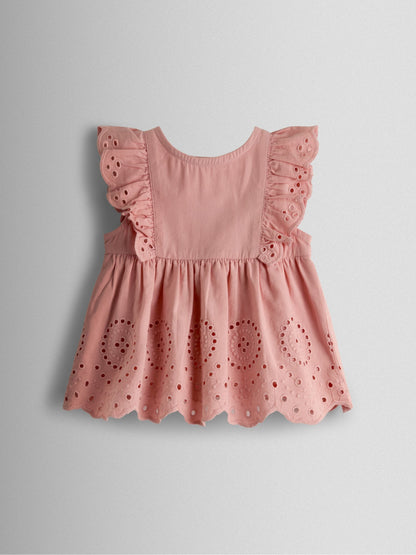 Dsiney Kidz - JoJo Maman Bébé Pink Broderie Dress & Bloomers Set image 2