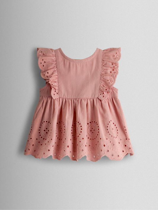 Dsiney Kidz - JoJo Maman Bébé Pink Broderie Dress & Bloomers Set image 2
