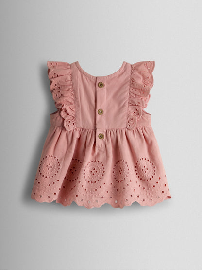 Dsiney Kidz - JoJo Maman Bébé Pink Broderie Dress & Bloomers Set image 3