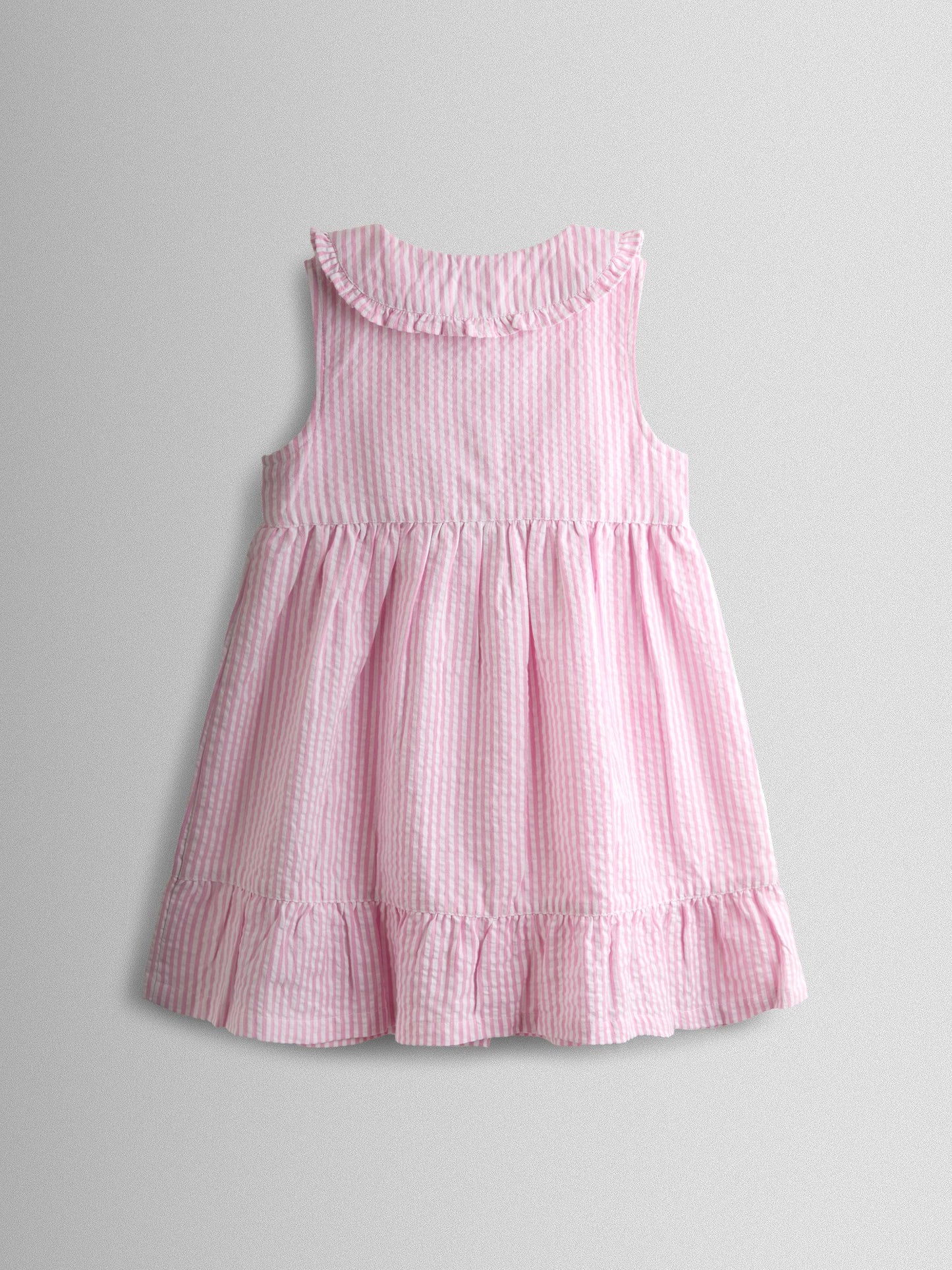 JoJo Maman Bébé Pink Collared Sleeveless Button Through Dress image 2