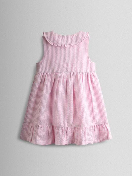 JoJo Maman Bébé Pink Collared Sleeveless Button Through Dress image 2