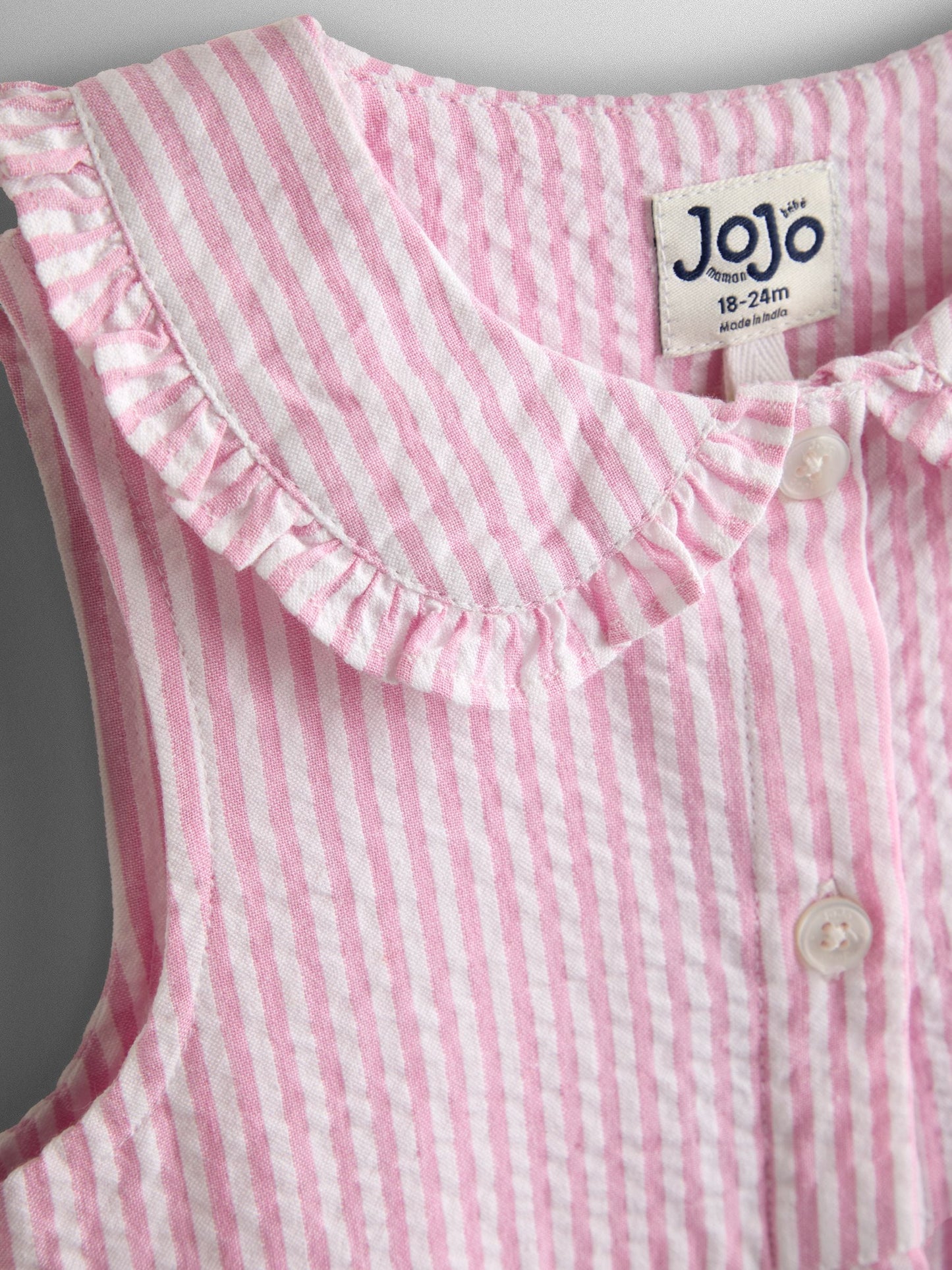 JoJo Maman Bébé Pink Collared Sleeveless Button Through Dress image 3