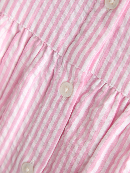 JoJo Maman Bébé Pink Collared Sleeveless Button Through Dress image 4