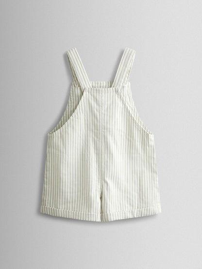 JoJo Maman Bébé Green Floral Embroidered Stripe Dungaree image 3