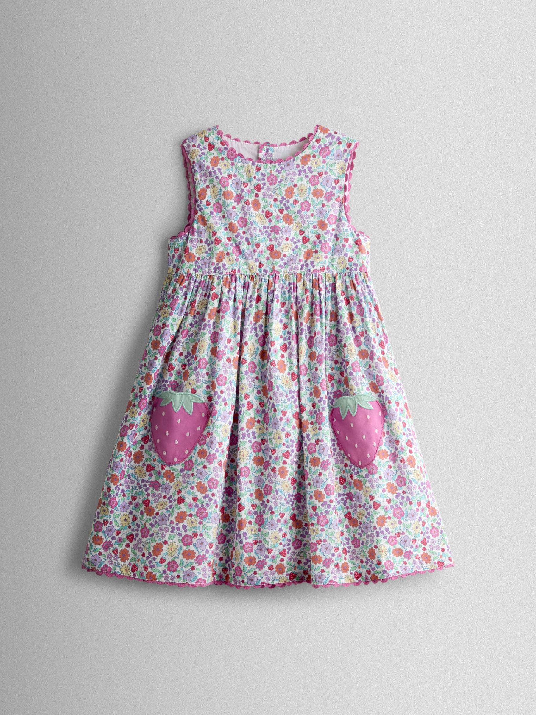 JoJo Maman Bébé Pink Appliqué Pocket Sleeveless Dress image 1